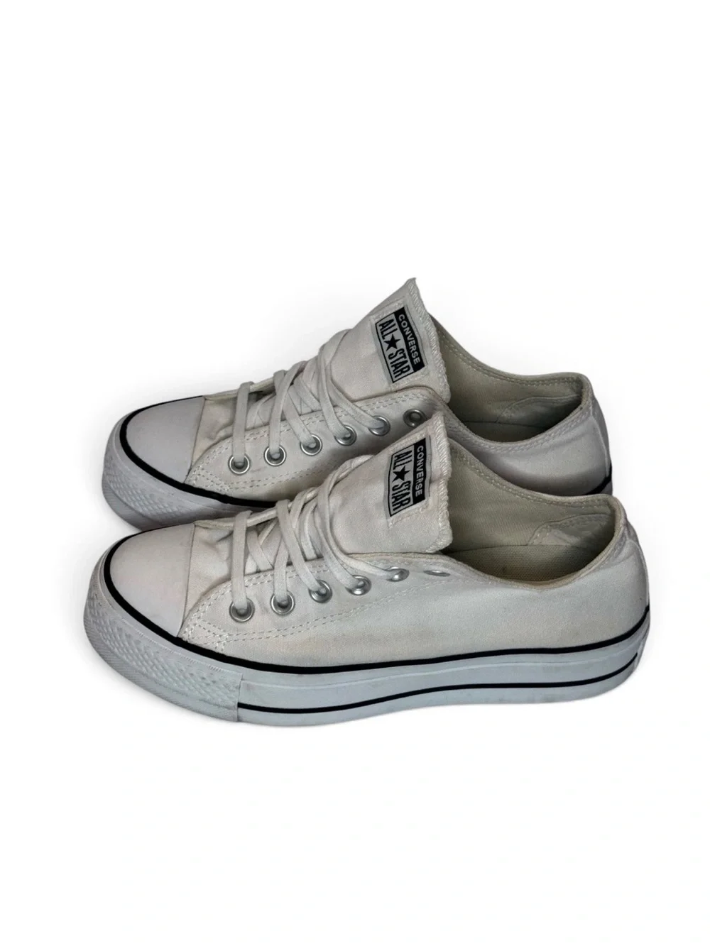 Converse Low Top Sneakers in White with Black Trim